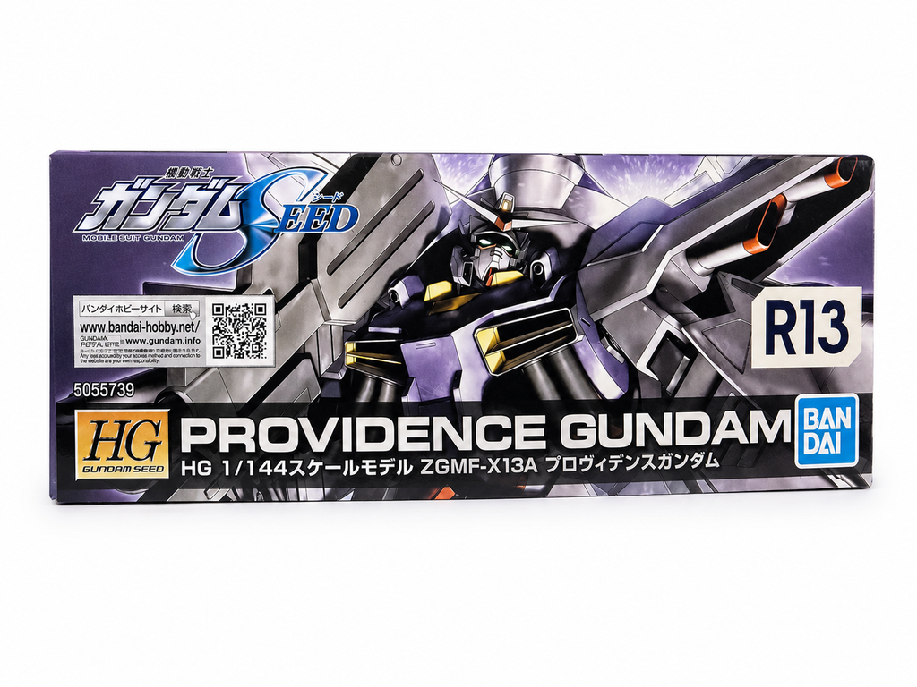 Bandai HG Seed Providence Gundam model kit box, featuring a detailed illustration of the ZGMF-X13A Flowwind Gundam on a white background.